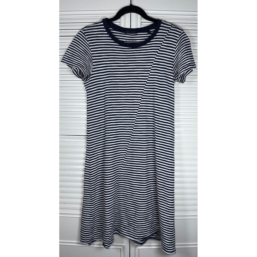 ATM Anthony Thomas‎ Melillo Pima Cotton Navy White Striped T-Shirt Dress Size S